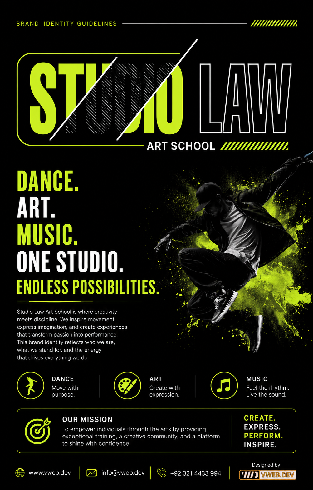 Studio Law Art School Identity — Dance, art and music together