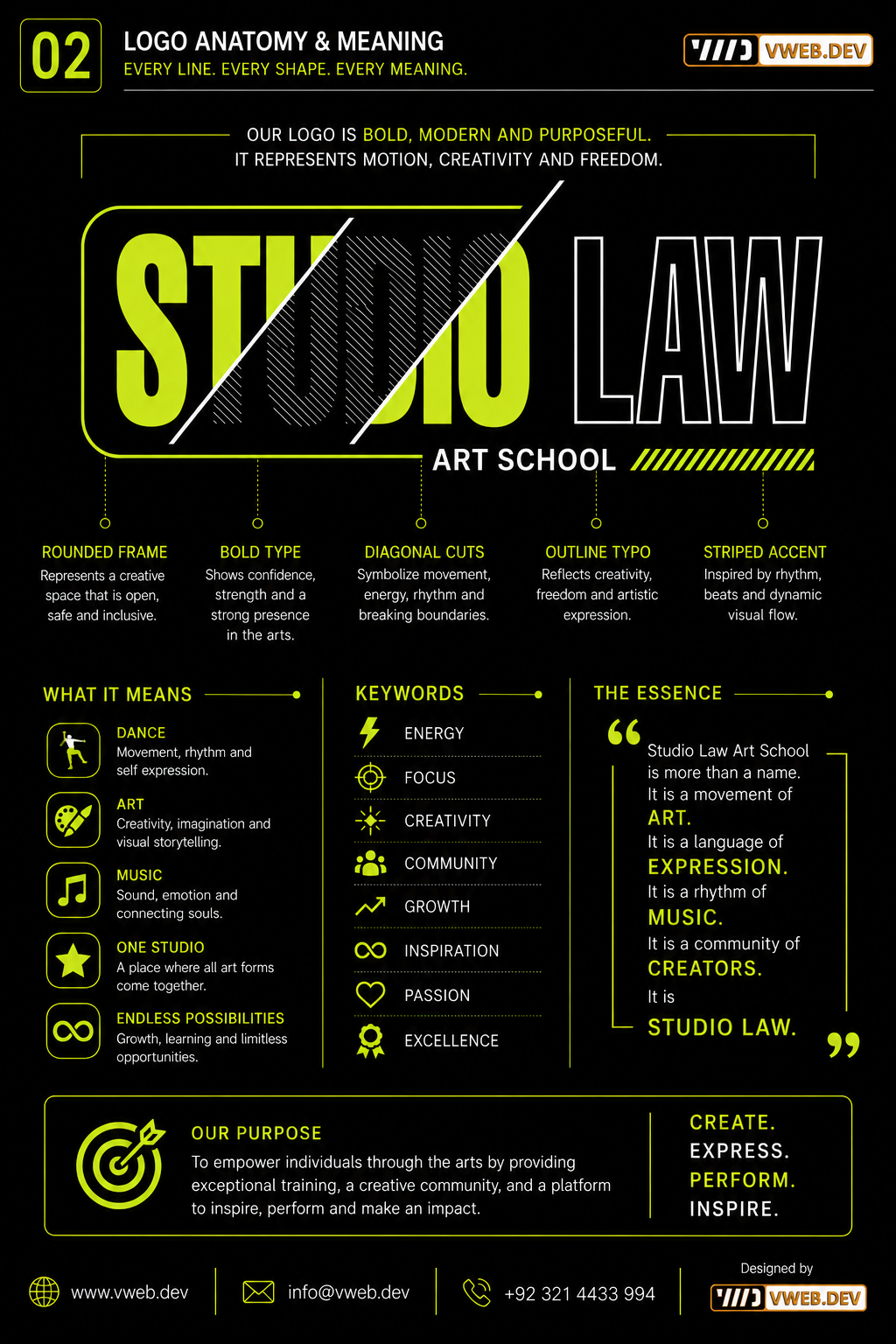 Studio Law Art School Identity — Motion, creativity and freedom