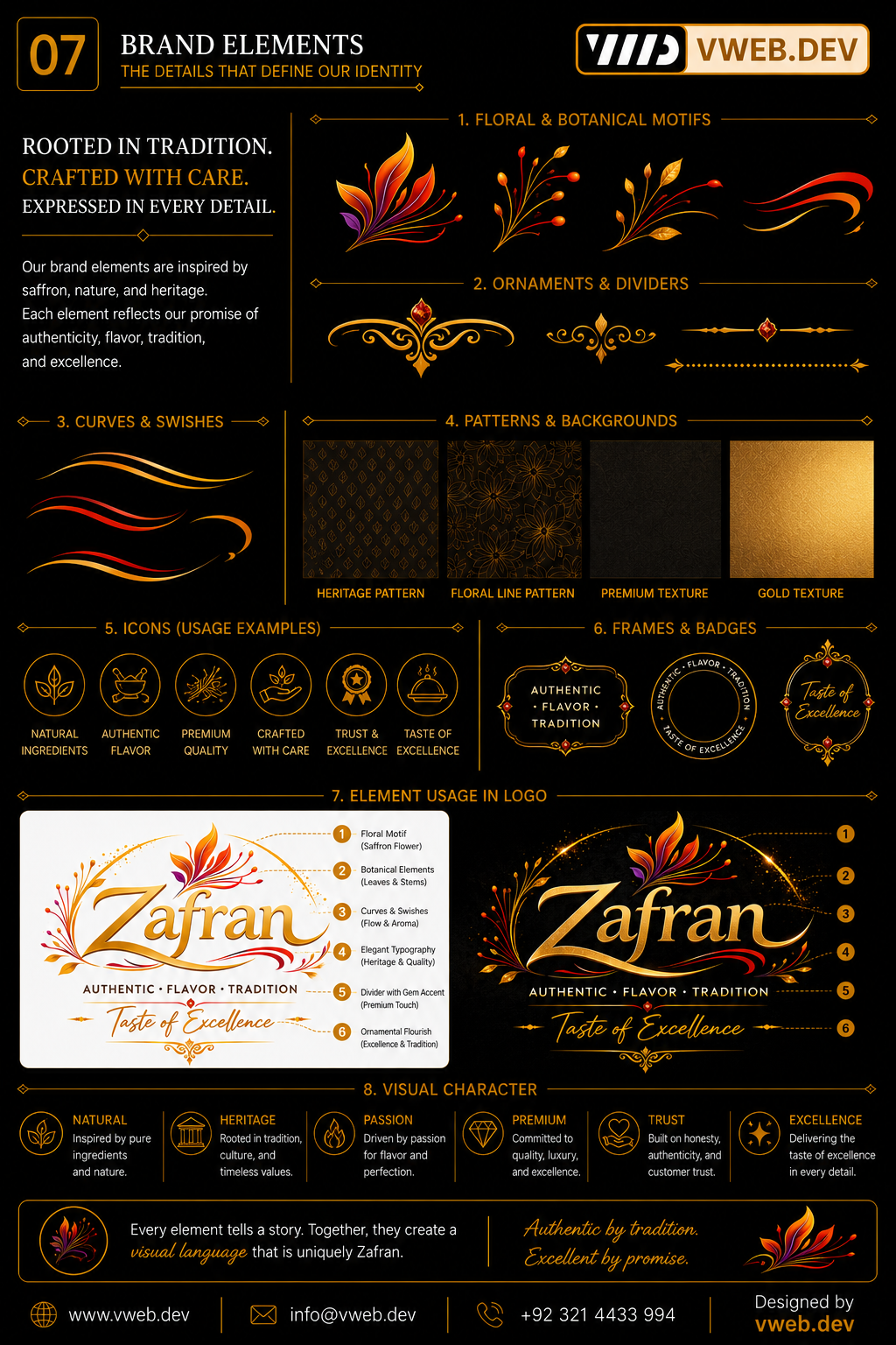 Zafran Brand Identity — Botanical details and flavour cues