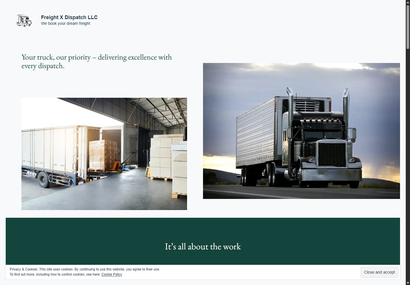 FreightX Dispatch desktop website view
