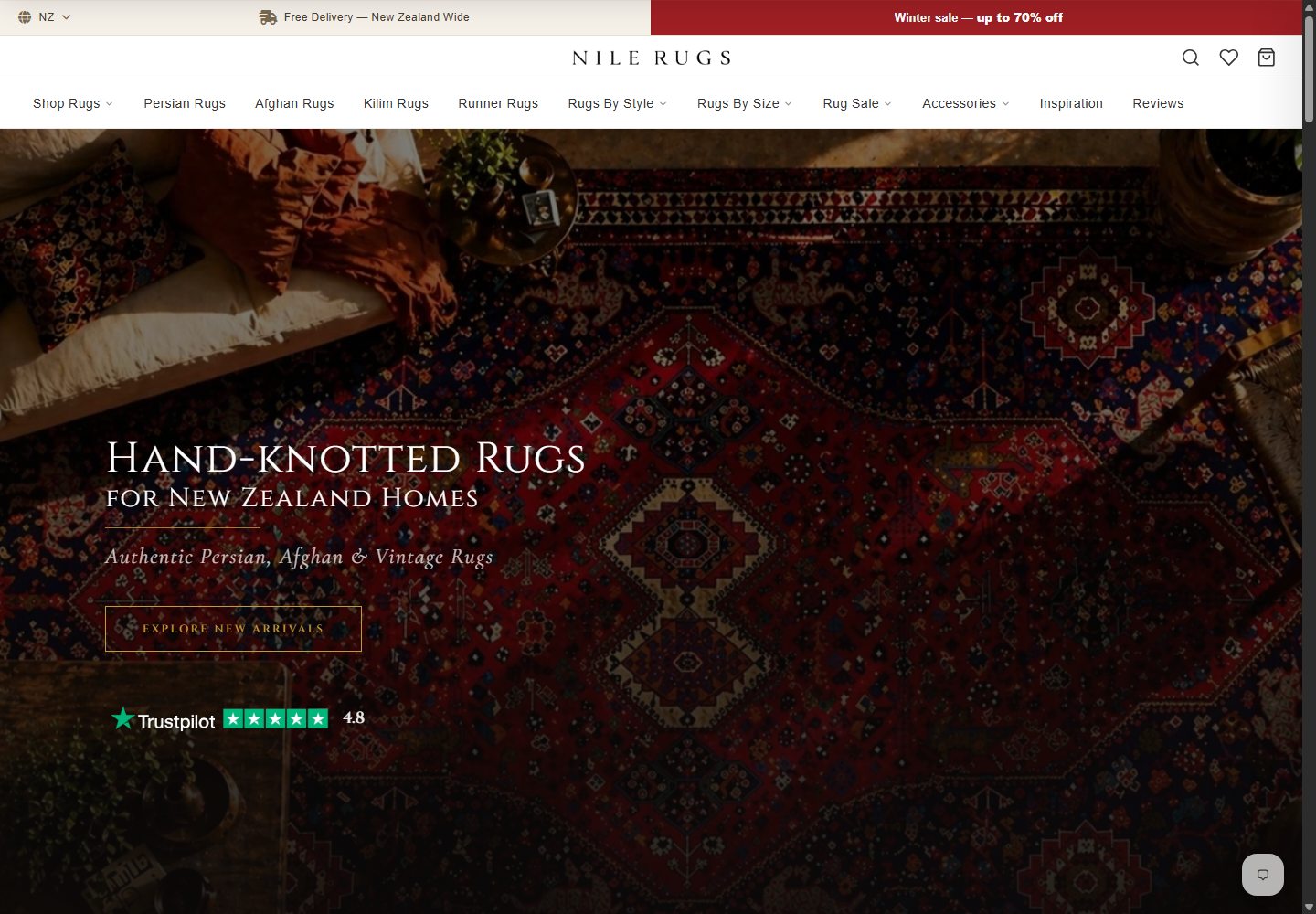 Nile Rugs full website preview