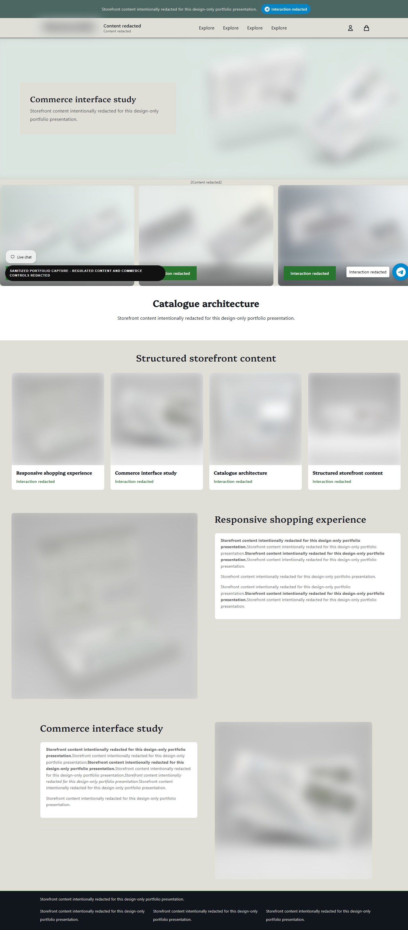 Regulated Research Commerce sanitized homepage design capture